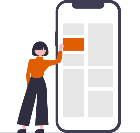 Imagen animada de personas construyendo una app.